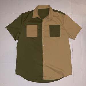 SHEIN Floerns Men's Collar Neck Button Down Shirt Top Green Khaki